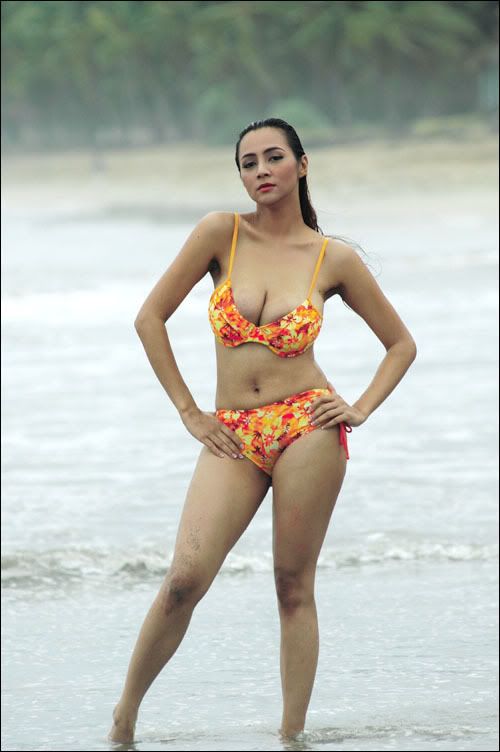 Indonesian girl with sexy bikini in the beach 
