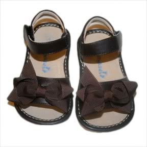Girls Add A Bow Brown Squeaky Shoes Sandals Toddler Sizes 4 8 Sandals ...