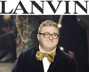 Lanvin logo and photo of Alber Elbaz, designer of Lanvin Paris.