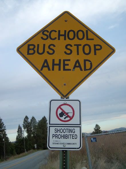 redneck school bus stop sign