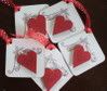 Valentine Gift Tags - Chocolate Corner Frill with Red Heart Pop up - Set of 5
