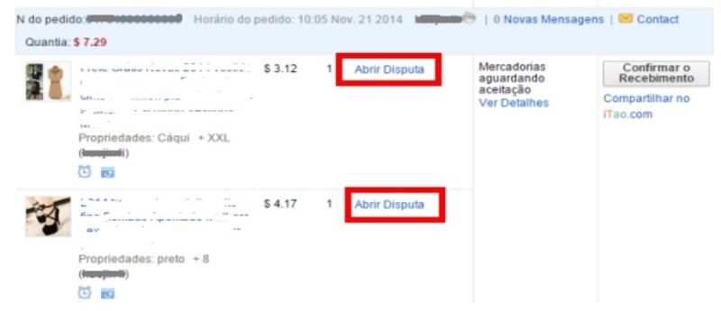 Abrir Disputa ou Ver Detalhes