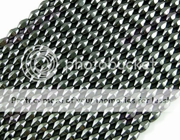 500 Pcs Black Magnetic Hematite Faceted Rice Beads 1  