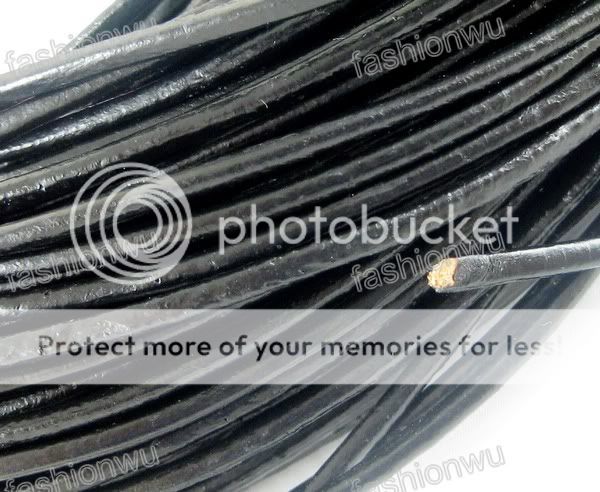 100 Meters 2MM Black Round Oxhide Real Leather cord 1  