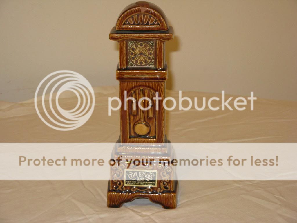 Ezra Brooks Grandfather Clock Whiskey Decanter 1970  