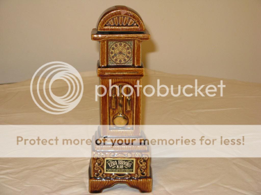 Ezra Brooks Grandfather Clock Whiskey Decanter 1970  